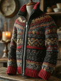 Christmas Zipper Cardigan - 3D Print Chunky Knit Pullover