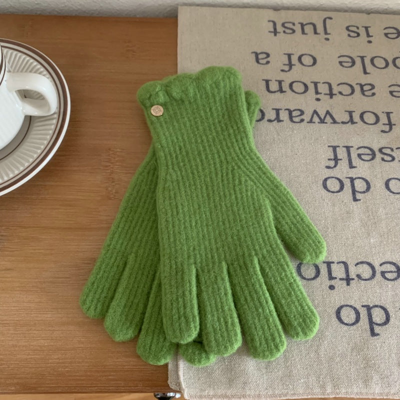 Damen Wollhandschuhe mit Rüschen – Warme Winterhandschuhe