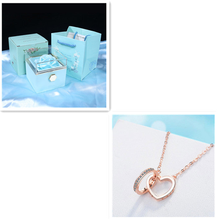Elegant Double Ring Necklace with Zircon – Symbol of Eternal Love