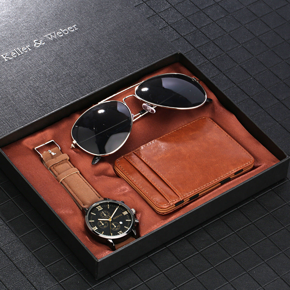 Men's Gift Set Watch Glasses Wallet | Gift Box Set