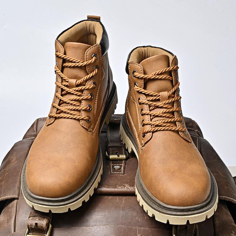 Men's Genuine Leather Martin Boots Mid-Top – Casual Leather Ankle Boots