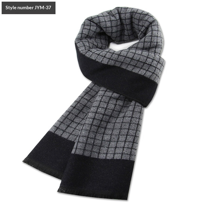 Men's Scarf Plaid Warm Wool Blend Winter Thick Elegant