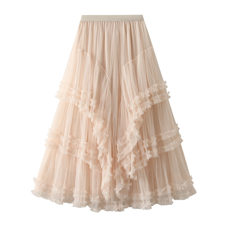 Eleganter Damen Tüllrock | Mehrlagiger High Waist Chiffonrock