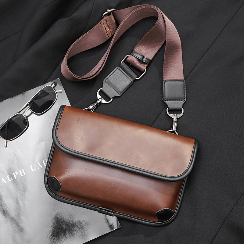 Men's Leather Shoulder Bag Check | Crossbody Street Messenger Bag