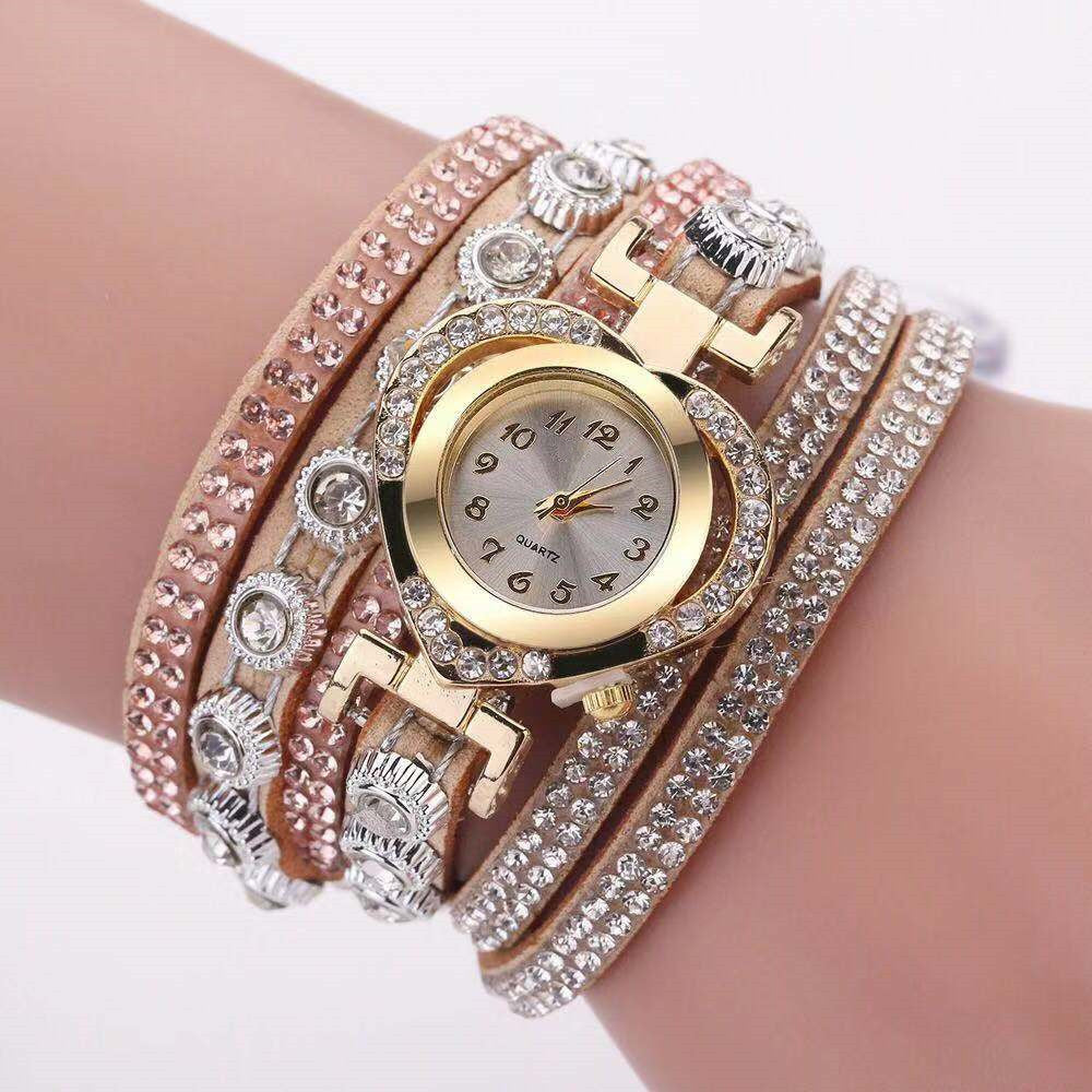 Personality Heart-Shaped Diamond Dial with Multicolor Bracelet