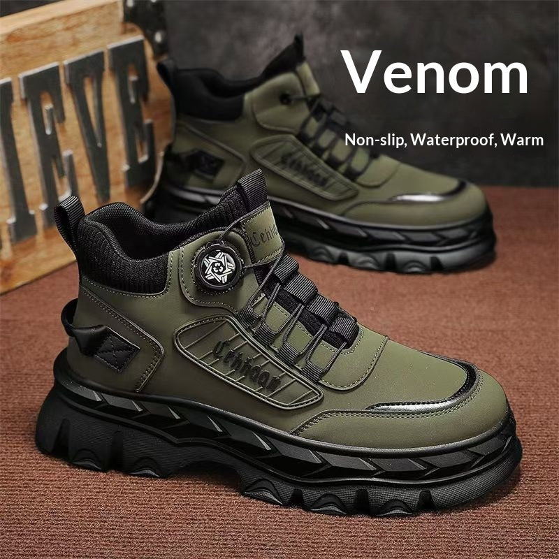 Men's Platform Work Boots - Non-slip Outdoor Shoes with Height Increase