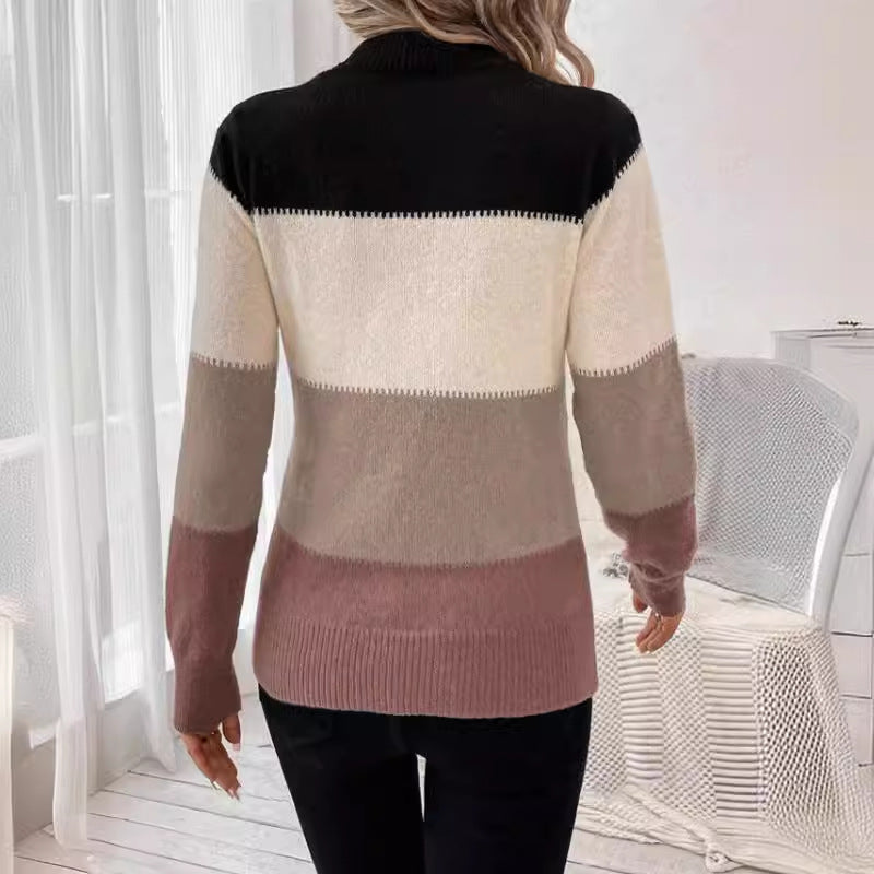 Damen Colorblock Strickpullover | Casual Winterpullover