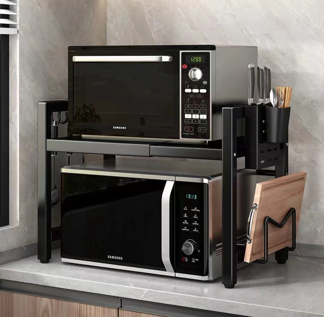 Extendable Microwave Shelf | Adjustable Steel Kitchen Rack