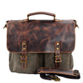Men's Canvas Leather Briefcase Waterproof – Vintage Business Bag