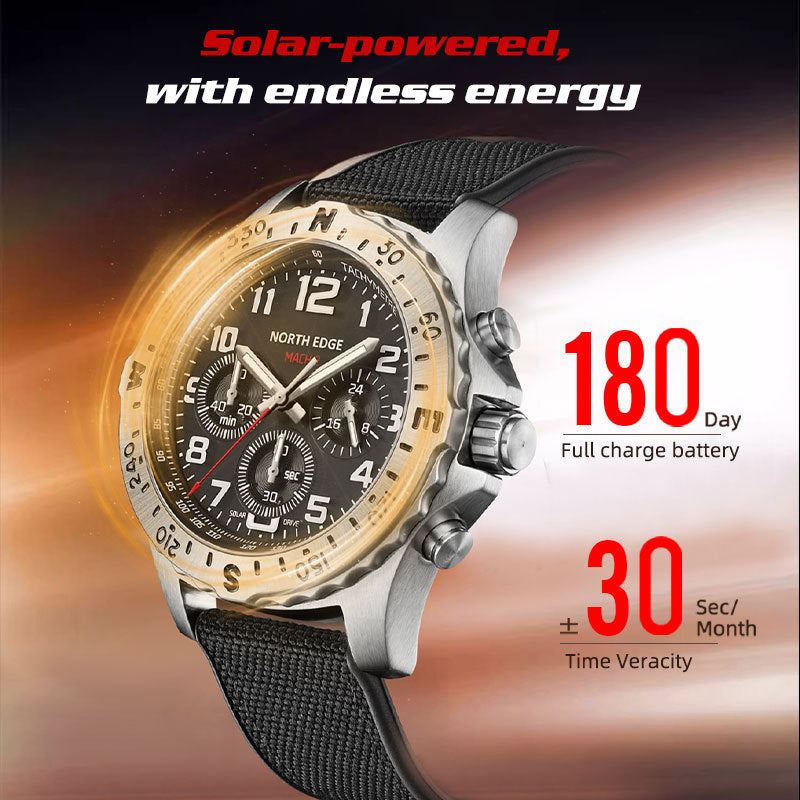 Men's Solar Watch Outdoor Stainless Steel | sporty robust durable