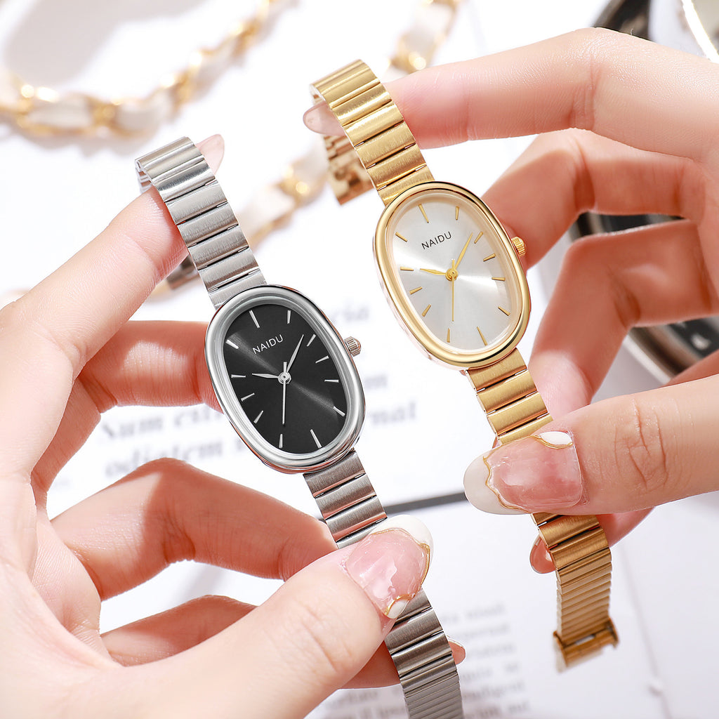 Girl's Watch with Bamboo Link Bracelet – Small Oval Watch