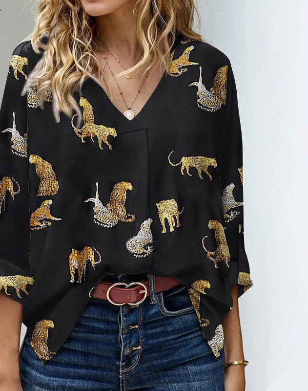 Plus Size Damen Shirt V-Ausschnitt | Lockeres Sommer Oberteil
