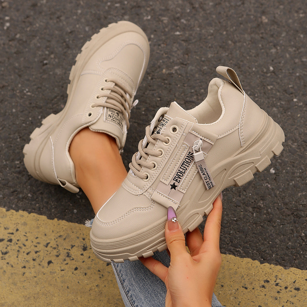 Women's Platform Sneakers with Side Zipper – Sporty Fashion Shoes
