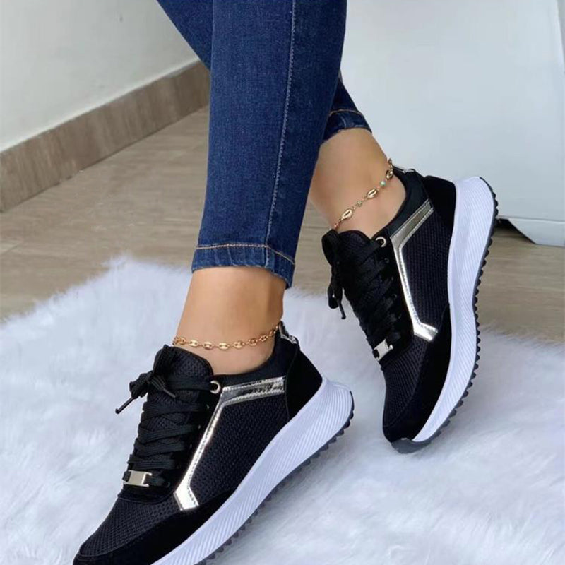 Damen Schnür Sneaker – Sportliche Bequeme Freizeit Schuhe