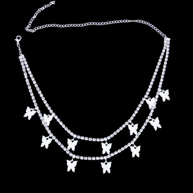 Layered Butterfly Necklace – Hip-Hop Style Women's Jewelry with a Statement Look