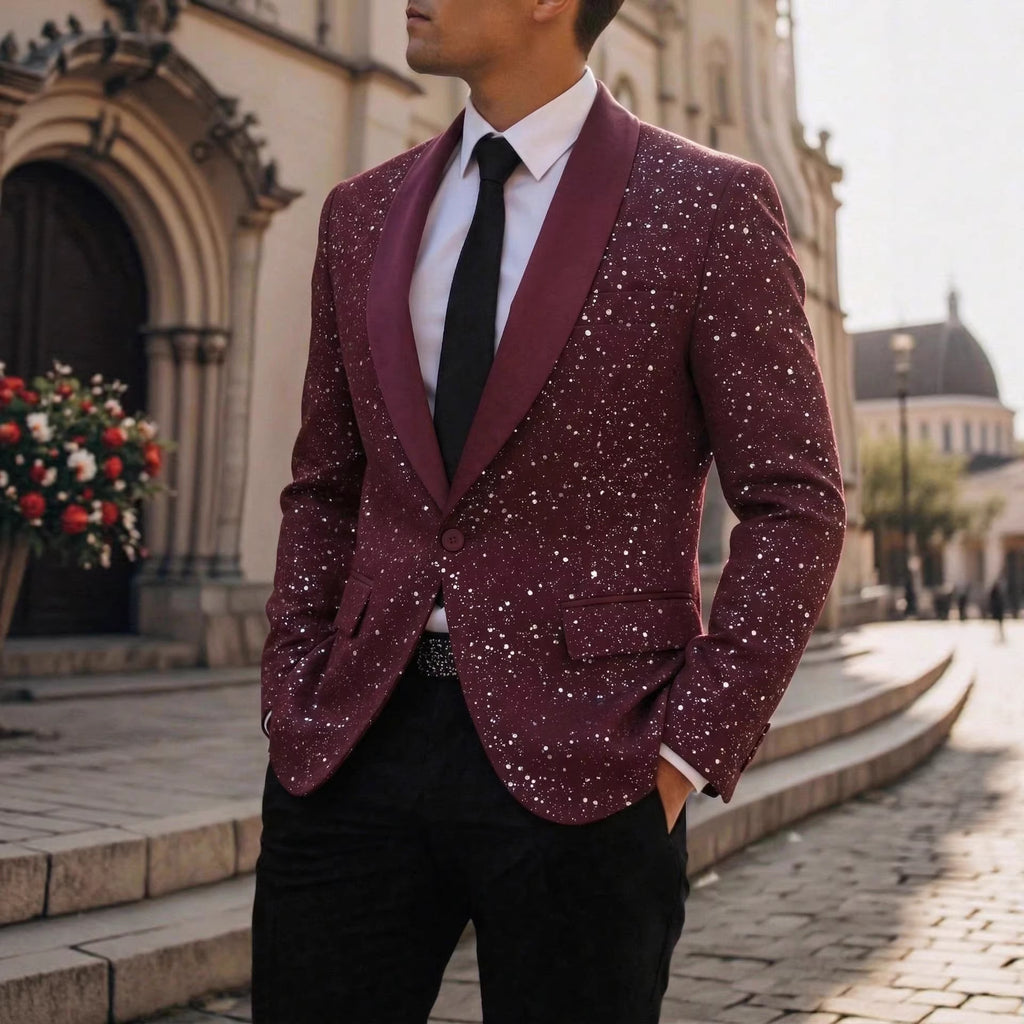 Men's Shiny Blazer Casual – Elegant Party Suit Jacket for Events