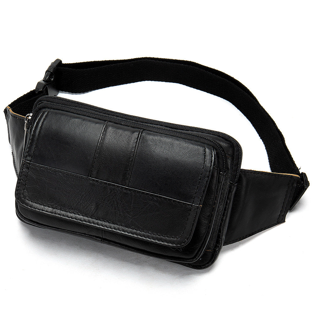 Men's Leather Crossbody Bag | Cowhide Waist Pack Outdoor
