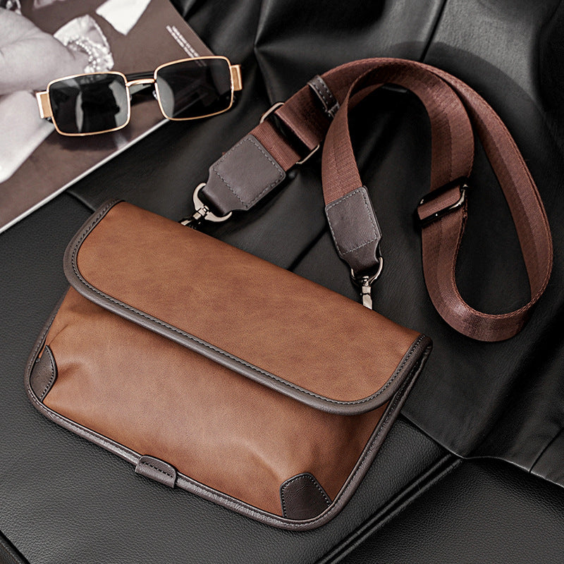 Men's Leather Shoulder Bag Check | Crossbody Street Messenger Bag
