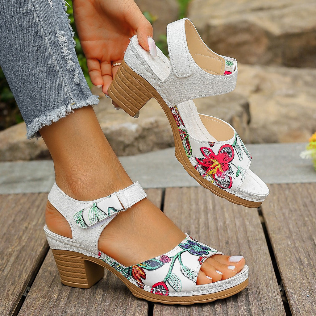 Women's Sandals Heel Velcro Comfortable Elegant Summer Shoes