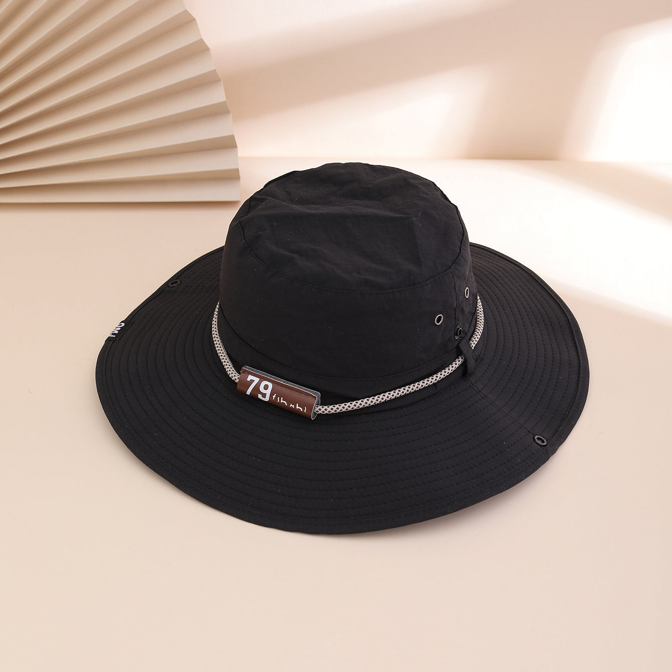 Women's Wide Brim Bucket Hat - Leather Look Sun Protection Hat