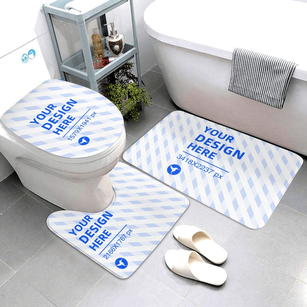 3er Badematten Set Flanell rutschfest saugstark | Waschbar