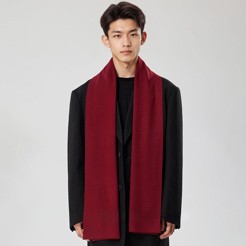 Men's wool scarf plain knit warm elegant versatile