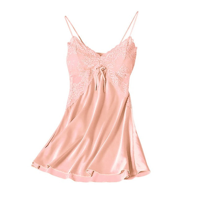 Women's Satin Nightwear | Sexy Pajama Set with Lace