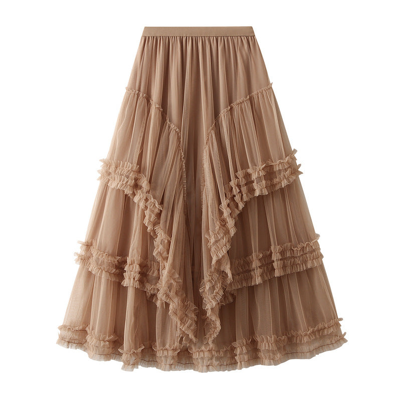 Eleganter Damen Tüllrock | Mehrlagiger High Waist Chiffonrock