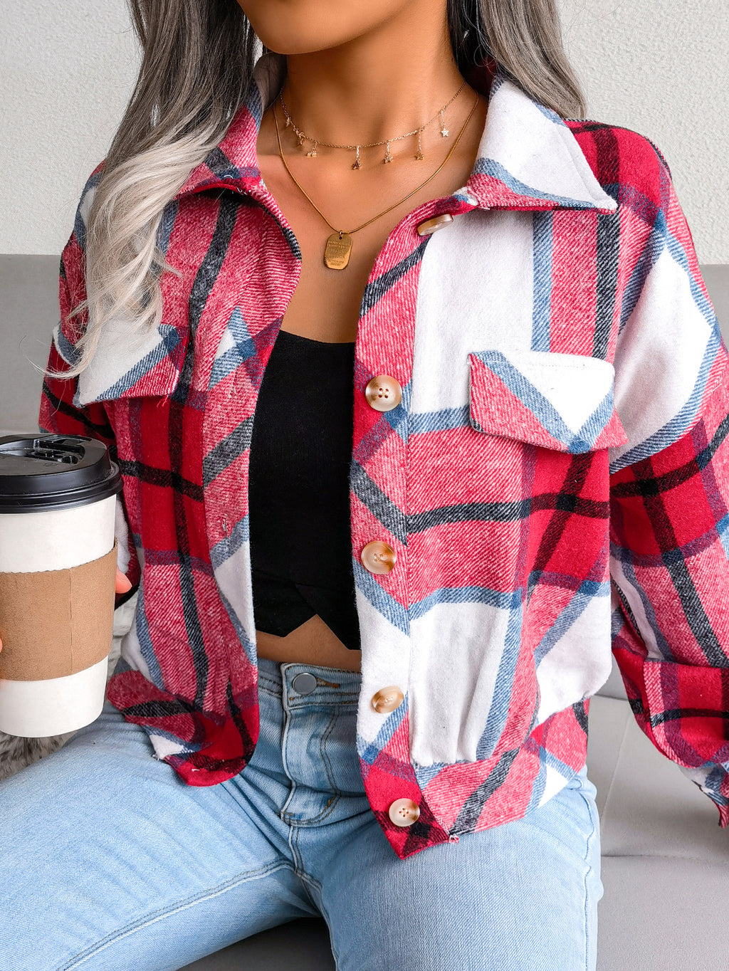 Checked Women's Wool Coat | Elegant Winter Jacket with Style