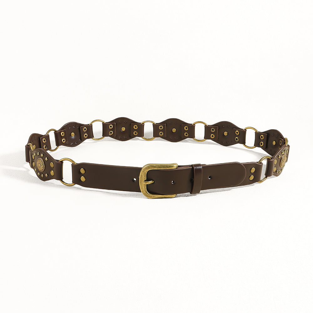 Vintage Belt Unisex | Studded Metal Buckle Punk Style