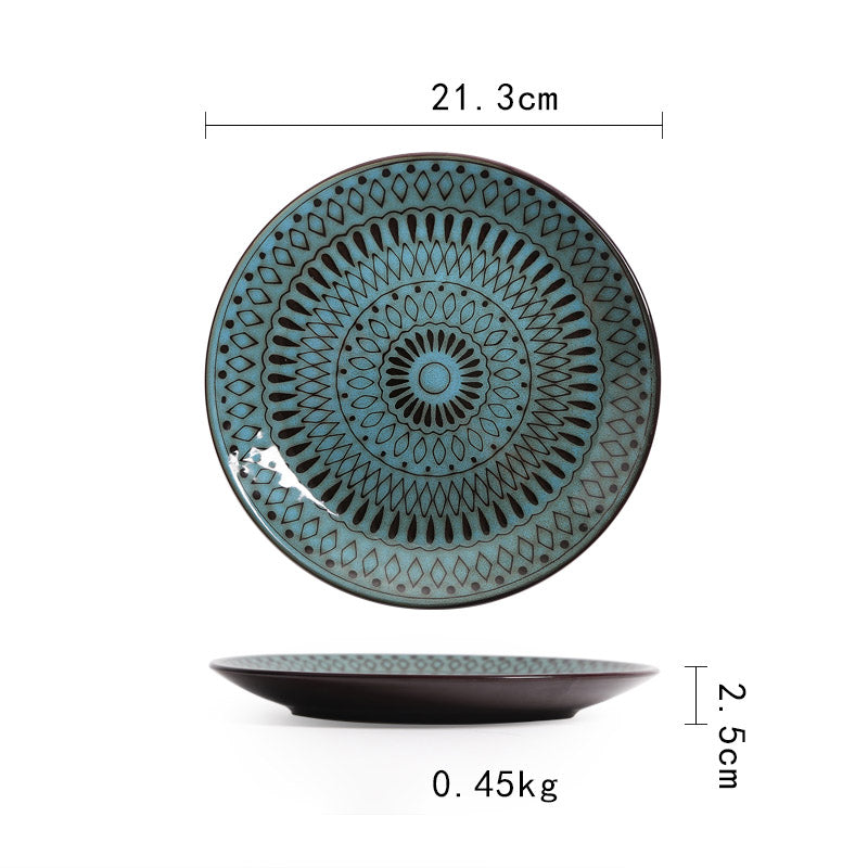Keramik Teller Vintage | Japanischer Stil Flacher Design Teller