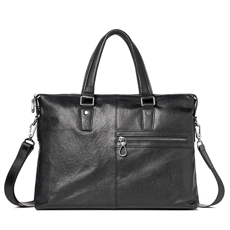Men's Leather Business Casual Bag – Portable Laptop Briefcase