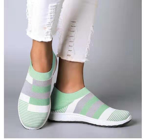 Damen Slip-On Sneaker | Bequeme Strickschuhe Freizeit Schuhe