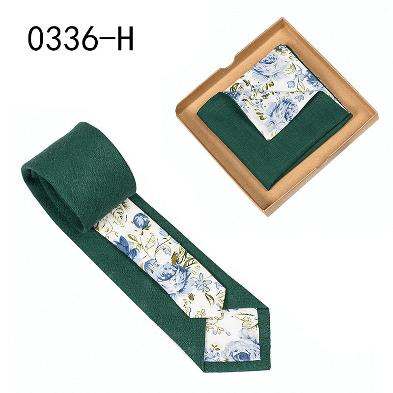 Herren Krawatte floral Baumwolle Einstecktuch elegant modern