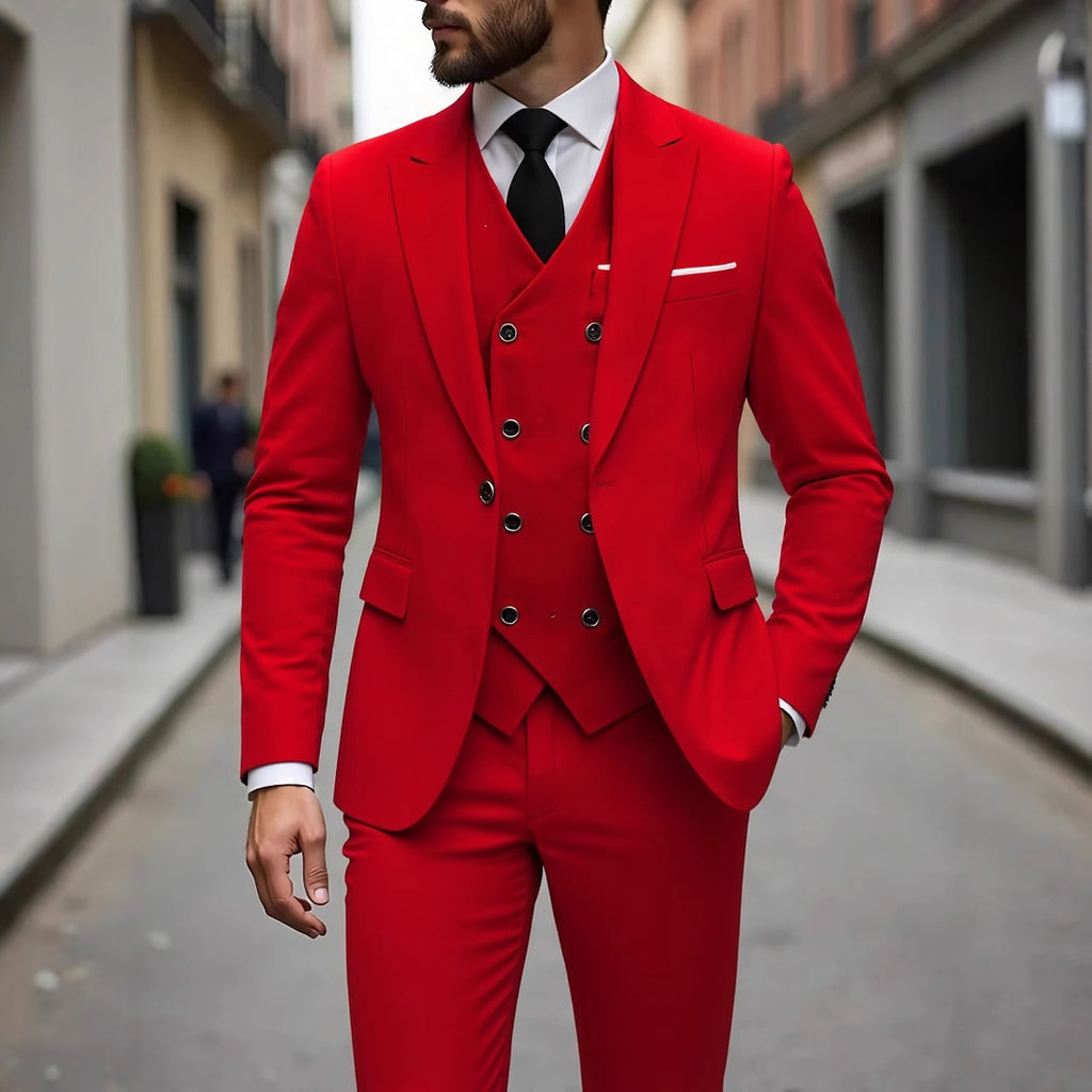 Men's Three-Piece Business Suit - Double-Breasted Premium Set