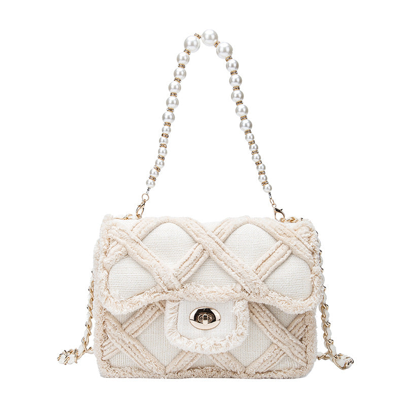 Women's Pearl Bag Shoulder Bag Lingge Elegant Crossbody Bag