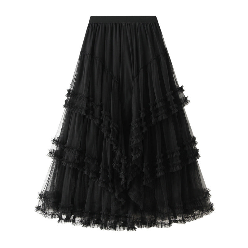 Eleganter Damen Tüllrock | Mehrlagiger High Waist Chiffonrock