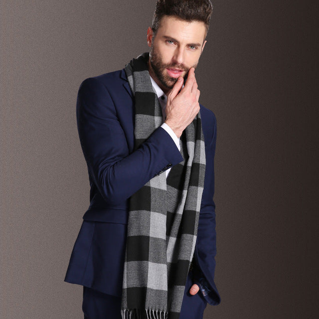 Men's Scarf Tartan Warm Winter Elegant European Style