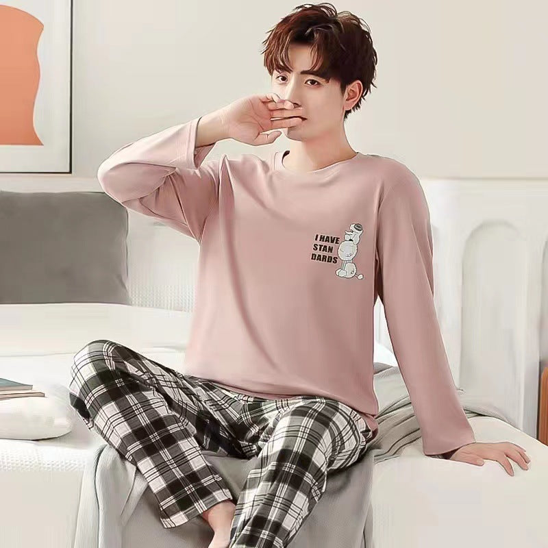 Herren Pyjama Langarm Set | Leichte Nachtwäsche Übergangssaison