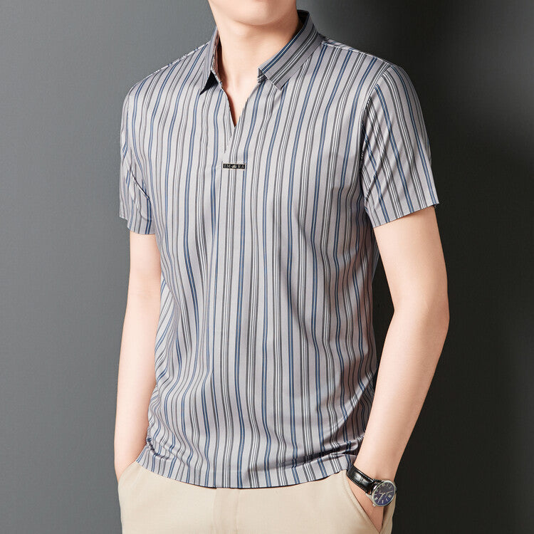 Men's Short-Sleeve Striped Shirt | Summer Leisure Lightweight Modern