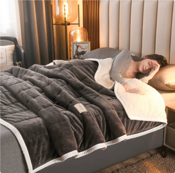 Fleece Decke Luxus | dick warm weich Winter Sofa Bett