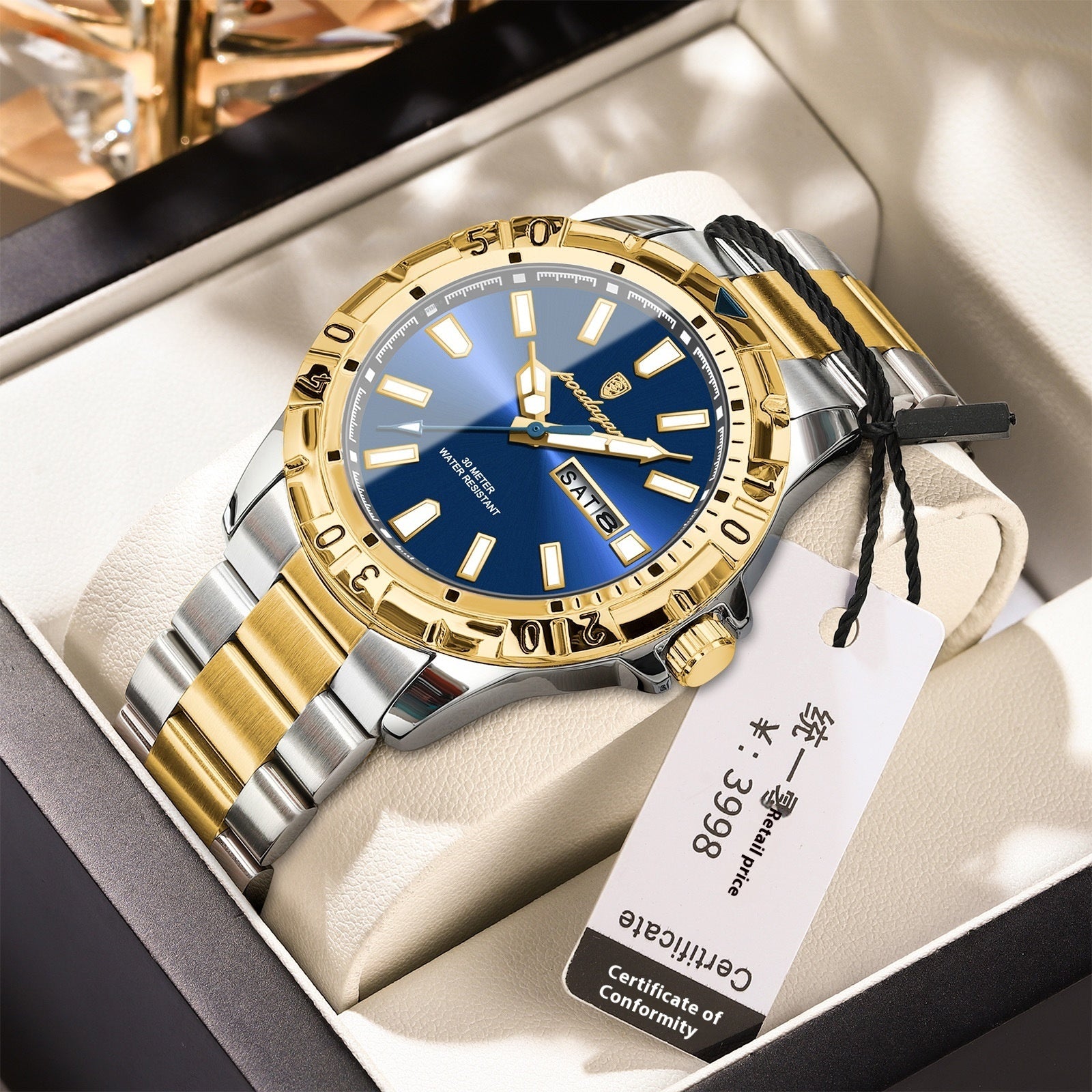 Men's watch waterproof luminous | robust modern Swiss style