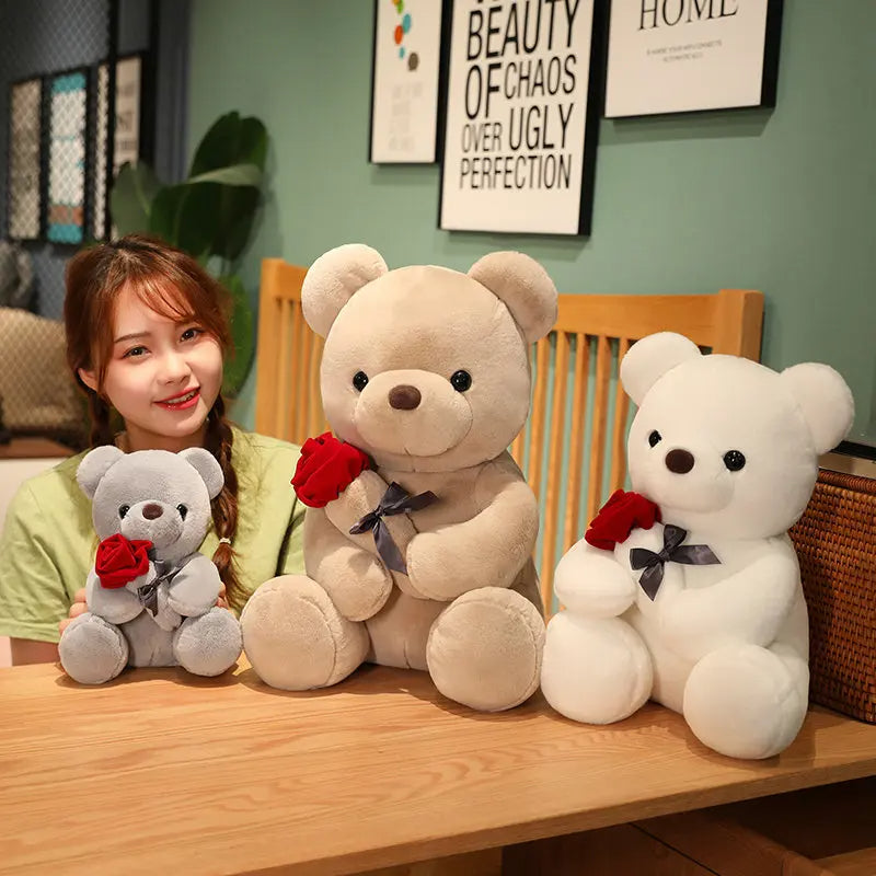 Teddy Bear with Roses | Plush Gift Valentine's Day Cushion