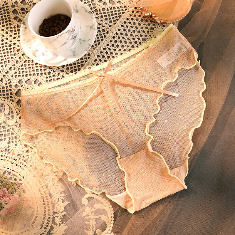 Women's Transparent Briefs with Lace & Bow – Elegant, playful & sexy