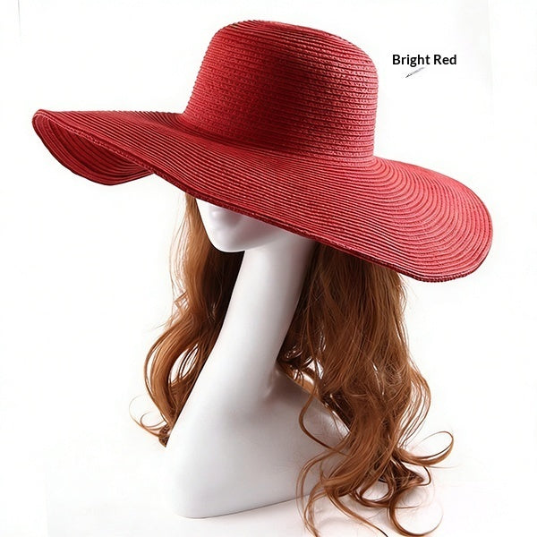 Women's Straw Hat with Large Brim – Round Crown Summer Hat DIY