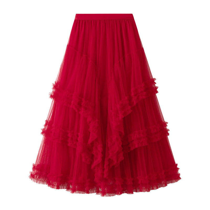 Eleganter Damen Tüllrock | Mehrlagiger High Waist Chiffonrock