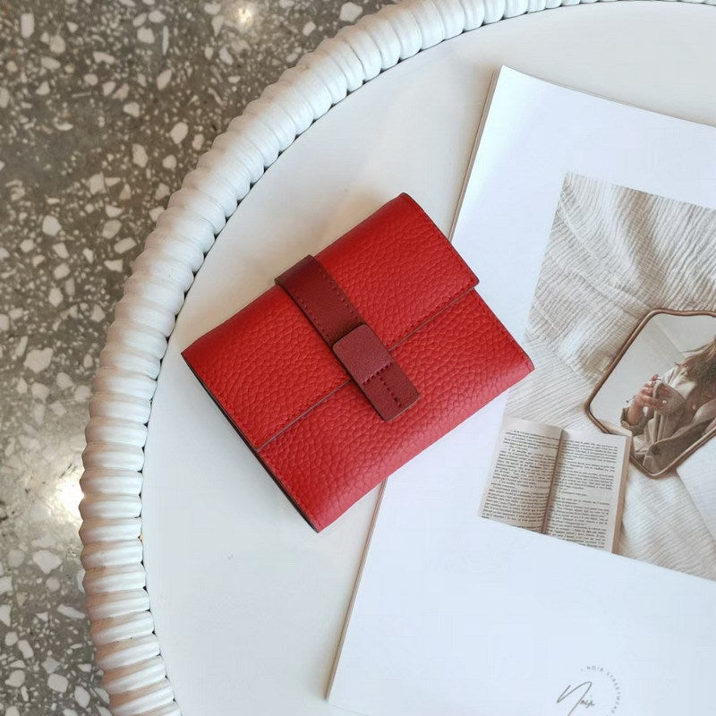 Women's Leather Wallet Short – Color Block Elegant Purse
