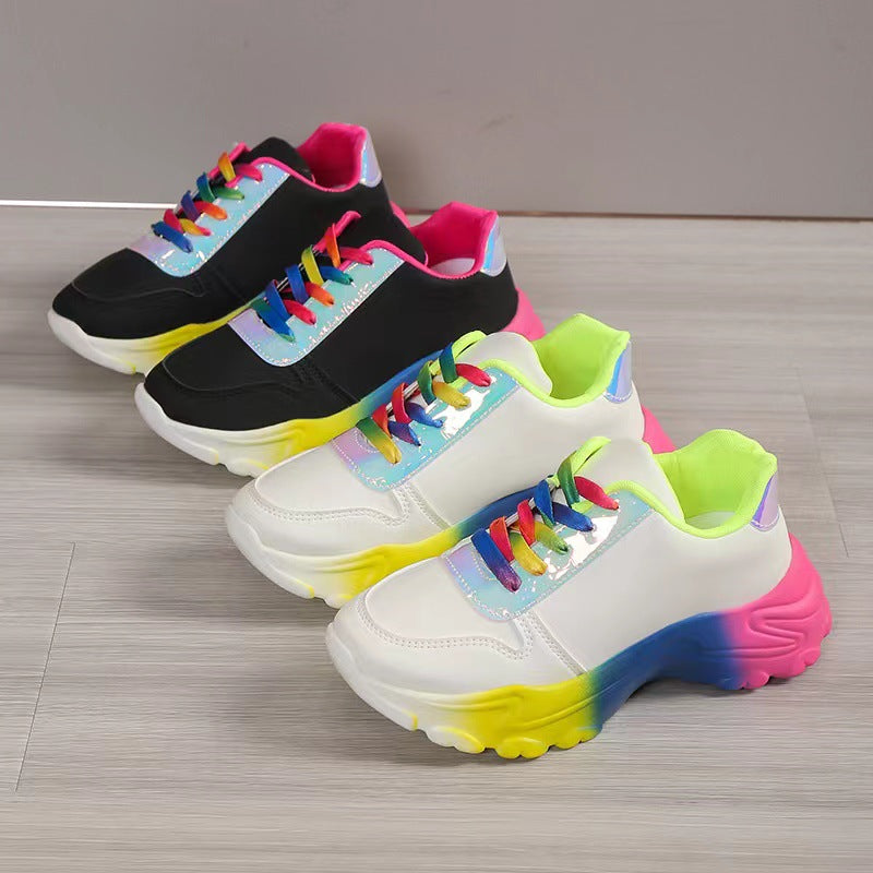 Damen Rainbow Sneaker Plateau – Leichte Fashion Sport Schuhe