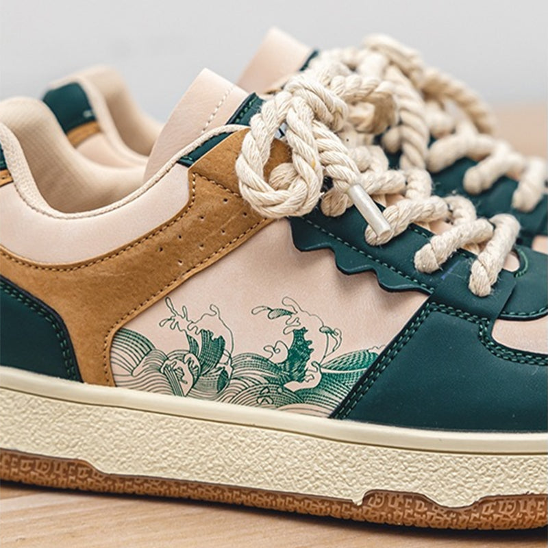 Herren Plateau Sneaker Schnürschuhe Weich Atmungsaktiv Freizeit