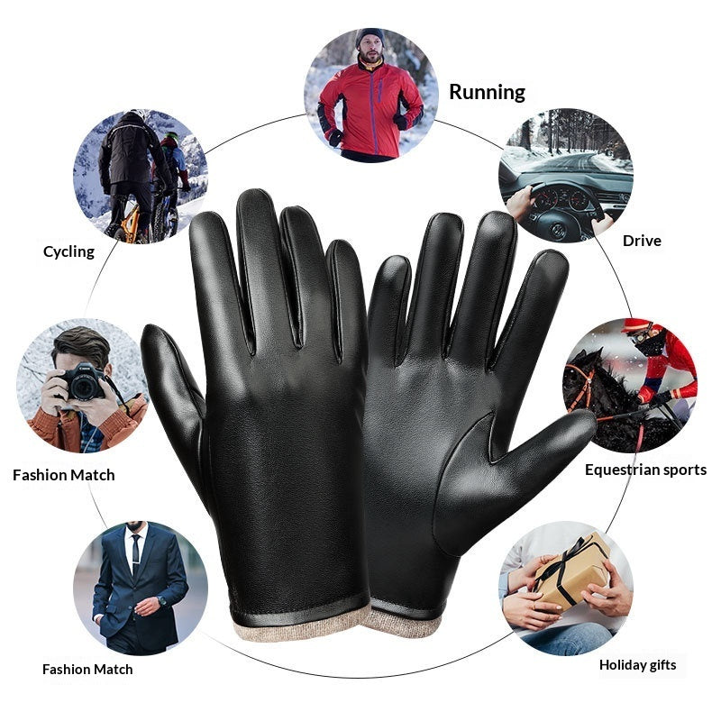 Men's Leather Gloves Business Windproof Water-Repellent Elegant